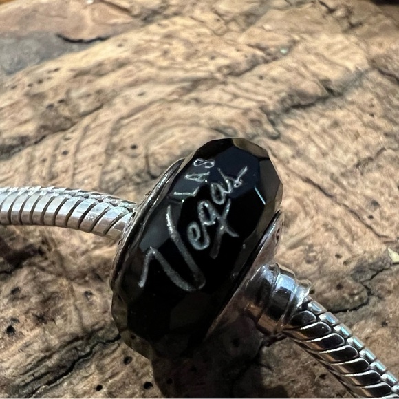 HTF Rare Authentic Pandora Exclusive Las Vegas Black Faceted Fascinating Murano - Picture 7 of 9